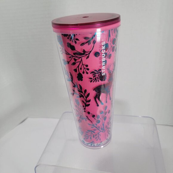 Starbucks 2022 Holiday ‘Woodland Lace Color Change’ Pink Red Tumbler 24oz Venti - Picture 1 of 5